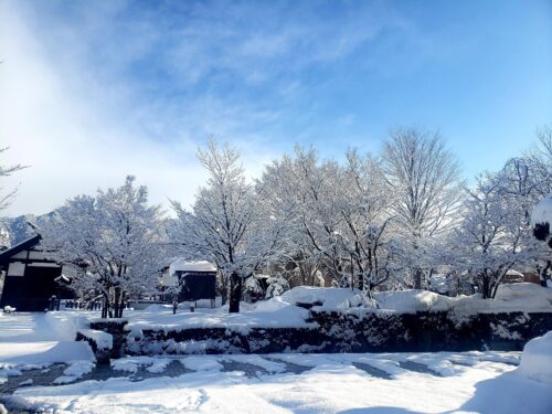 晴れている日の飛騨の雪景色
