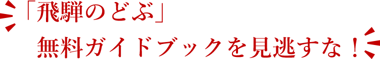 「飛騨のどぶ」無料ガイドブックを見逃すな！